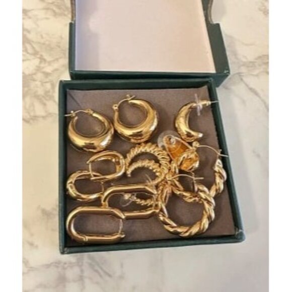 New 6 Pairs 14K Gold Hoop Earrings for Women Lightweight Chunky Hoop Earrings - Picture 2 of 2